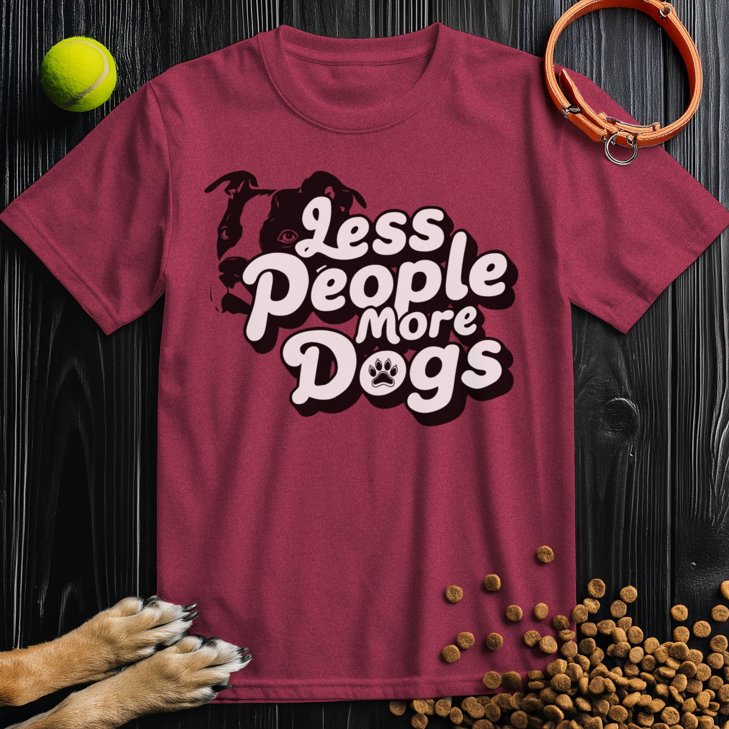 Less People, More Dogs White Type T-Shirt