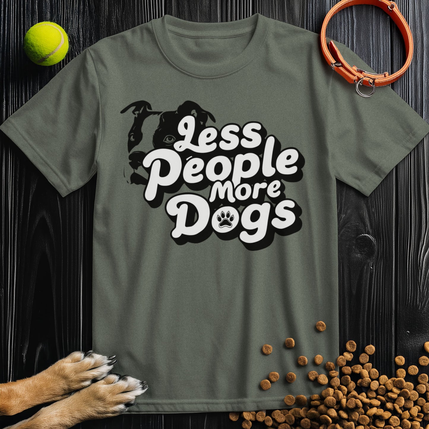 Less People, More Dogs White Type T-Shirt