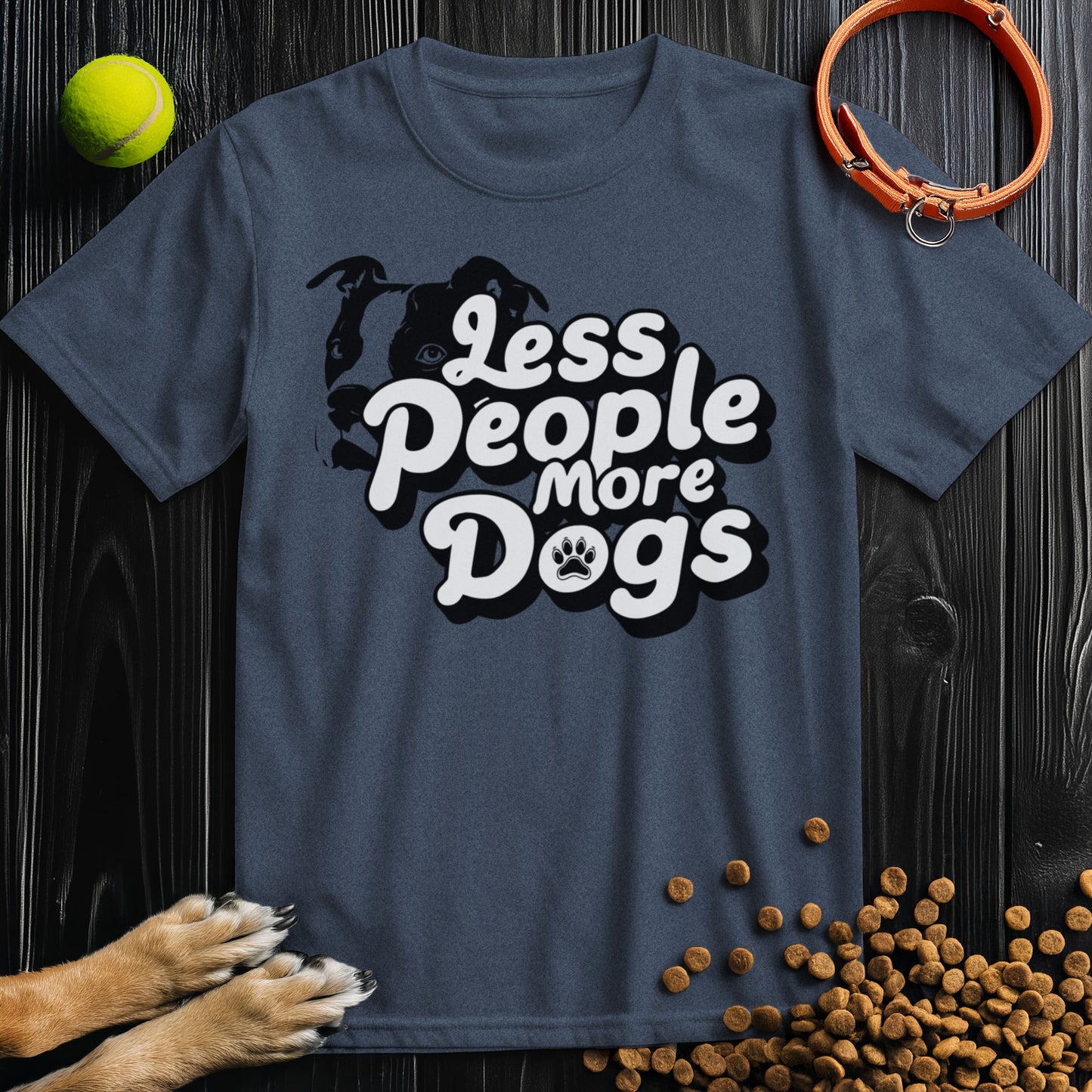 Less People, More Dogs White Type T-Shirt