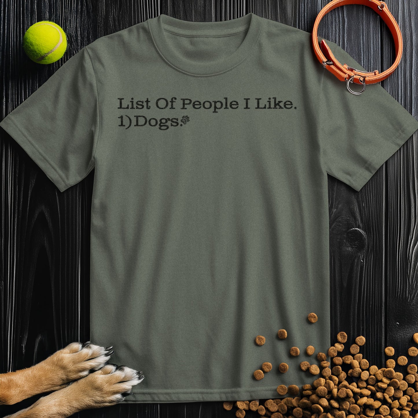 List Of People I Like. 1) Dogs Black Type T-Shirt