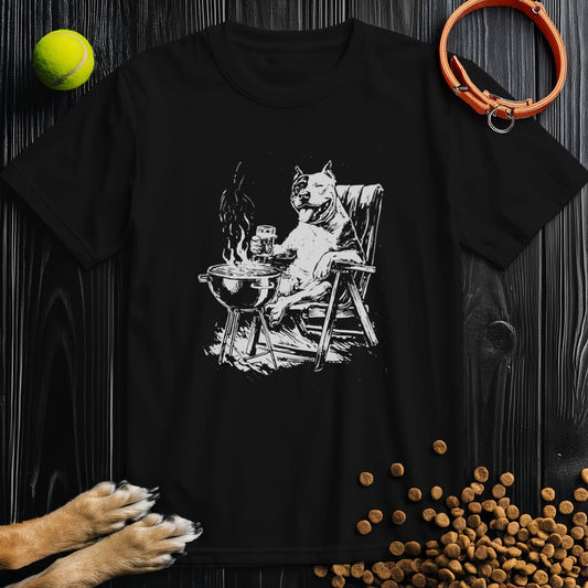 Black Relaxed Roasting T-Shirt with playful dog graphic

