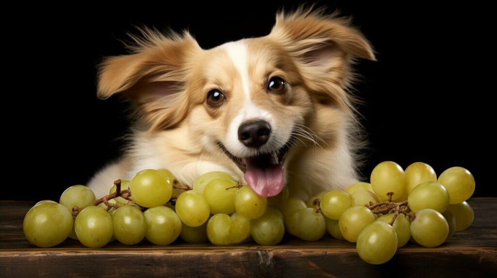 dog eating fruit