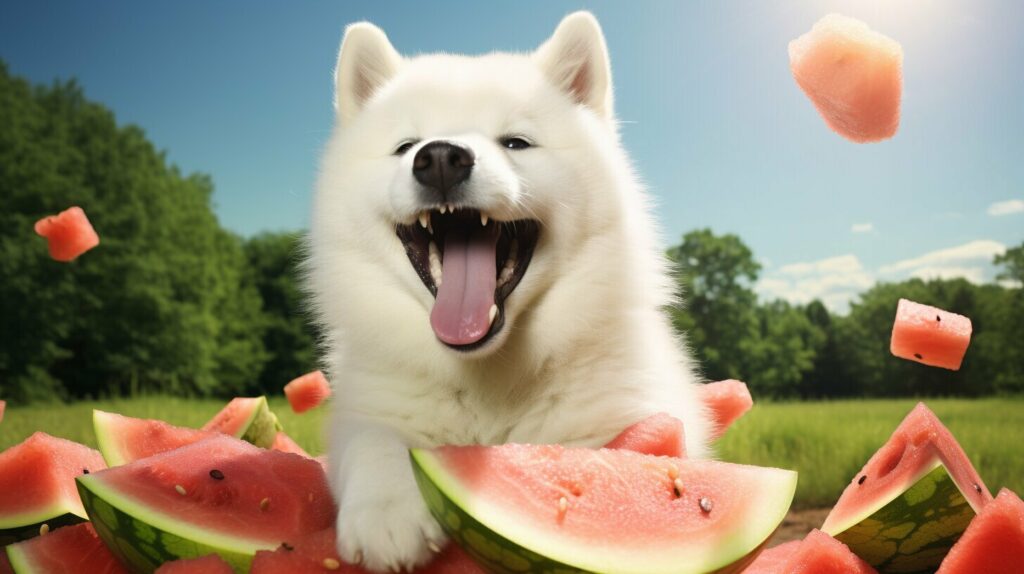 watermelon and dog