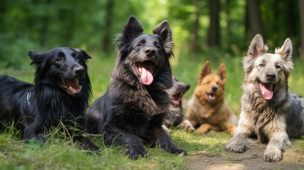 group of Belgian Laekenois dogs