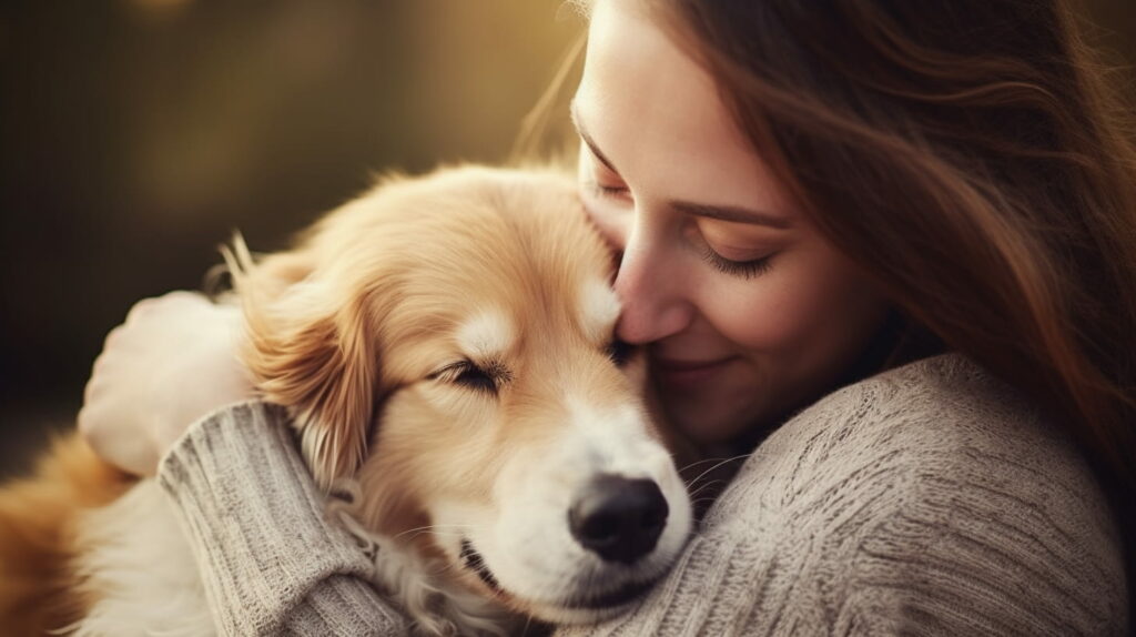 dog and owner cuddling