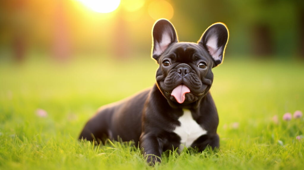 French Bulldog laying in the grass