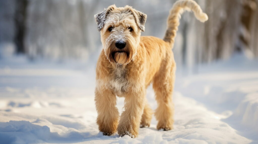 Soft Coated Wheaten Terriers in the snow