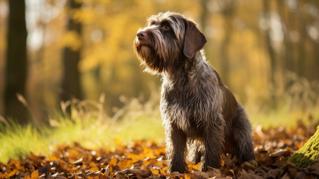 Wirehaired Pointing Griffon in the woods