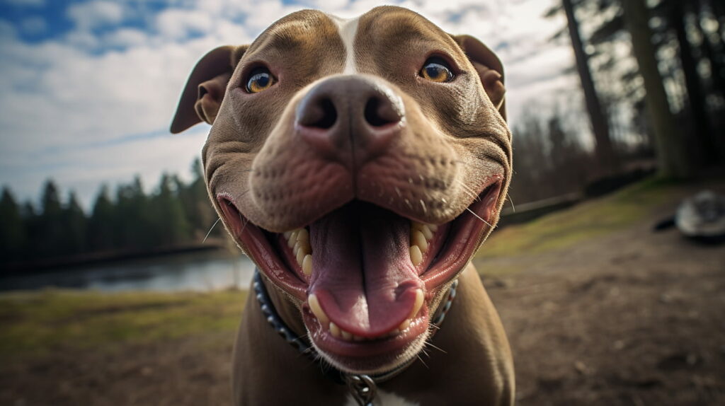 pit bull smiling with love